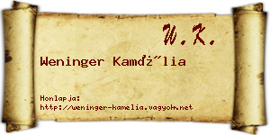 Weninger Kamélia névjegykártya